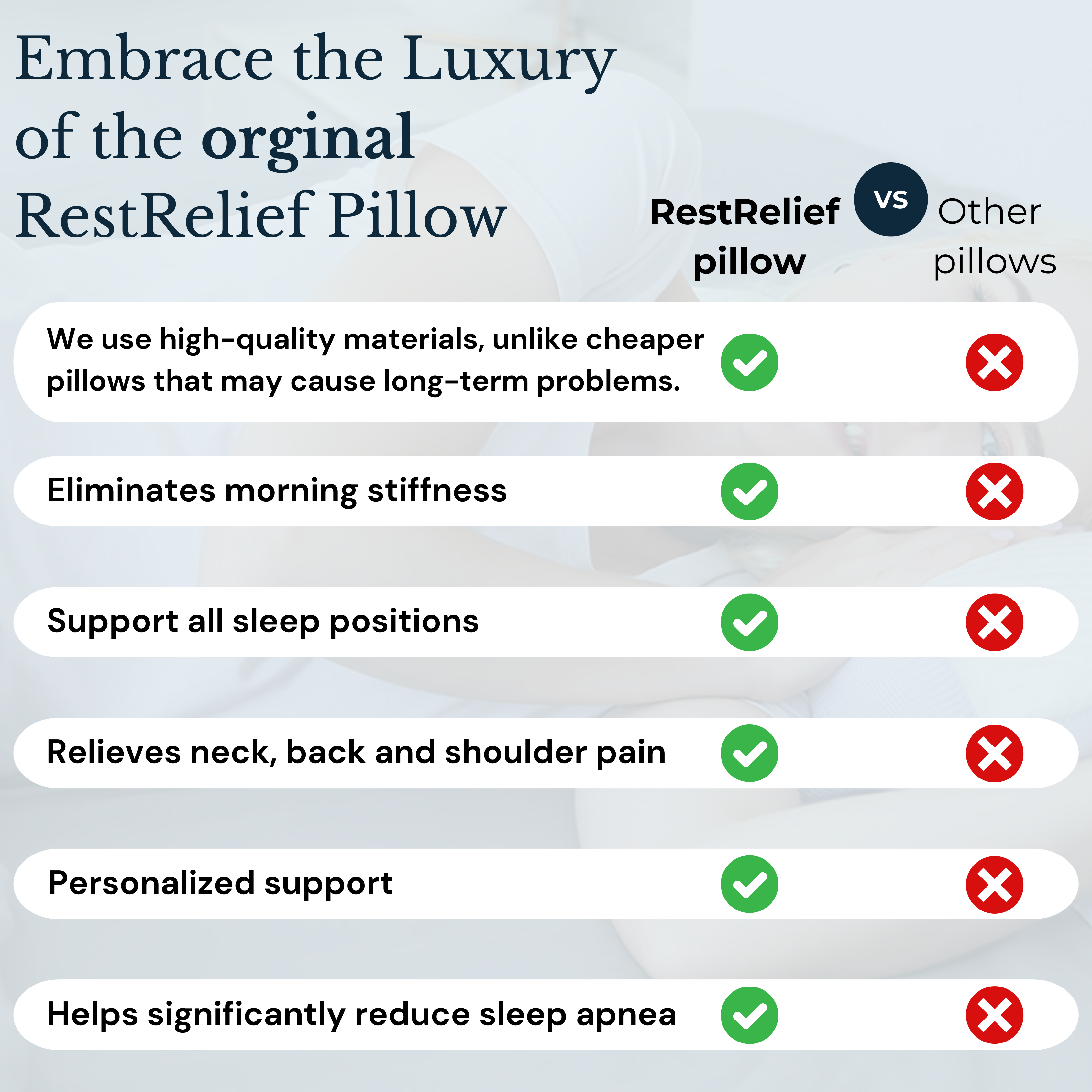 RestRelief Premium ergonomic pillow