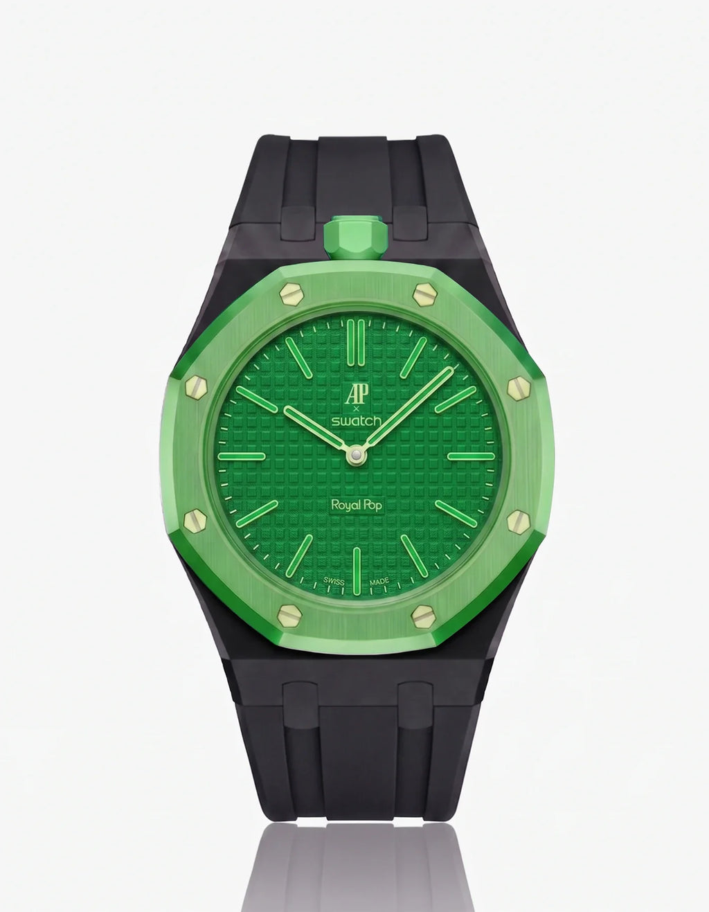 Rubber Strap & Case For AP x Swatch Royal Pop Green Eight