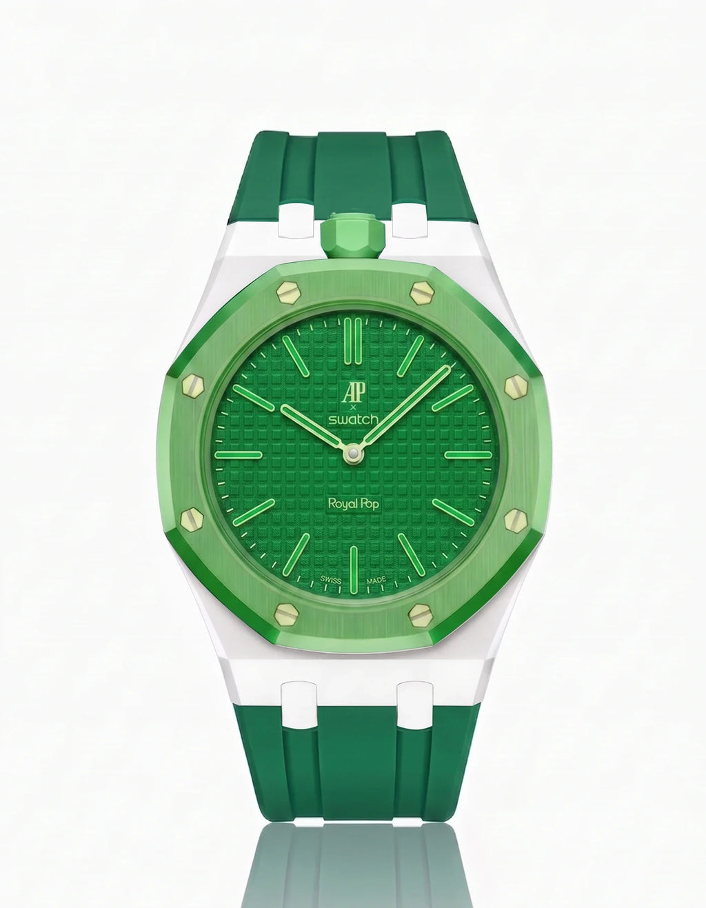 Rubber Strap & Case For AP x Swatch Royal Pop Green Eight