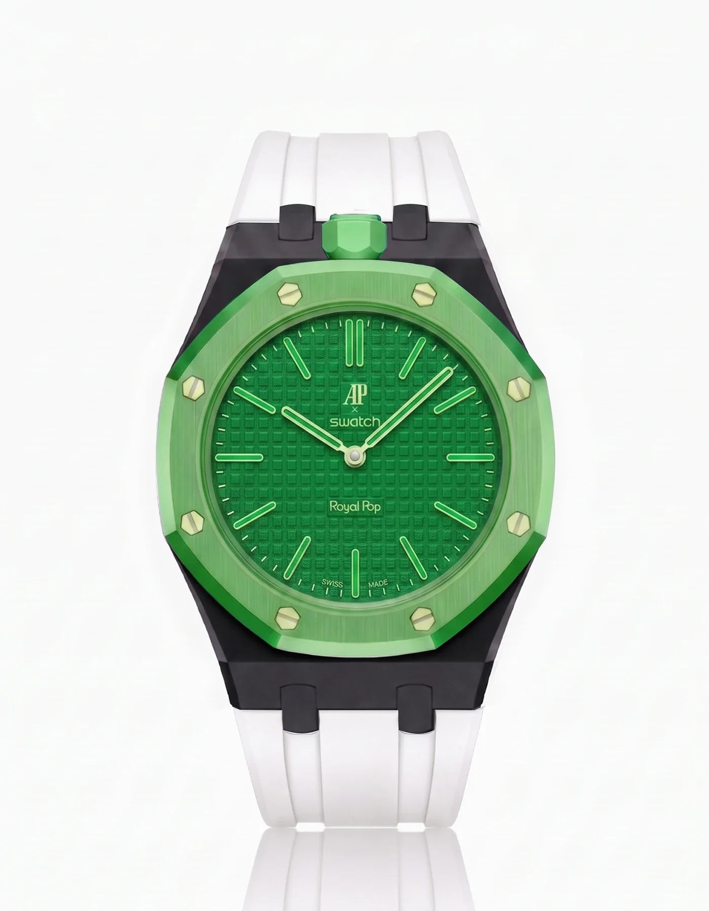 Rubber Strap & Case For AP x Swatch Royal Pop Green Eight