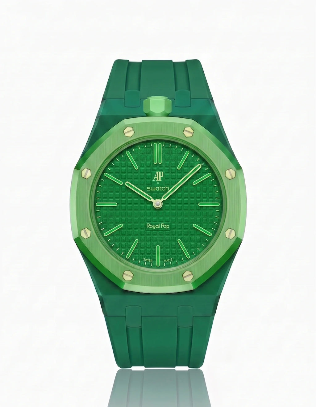 Rubber Strap & Case For AP x Swatch Royal Pop Green Eight