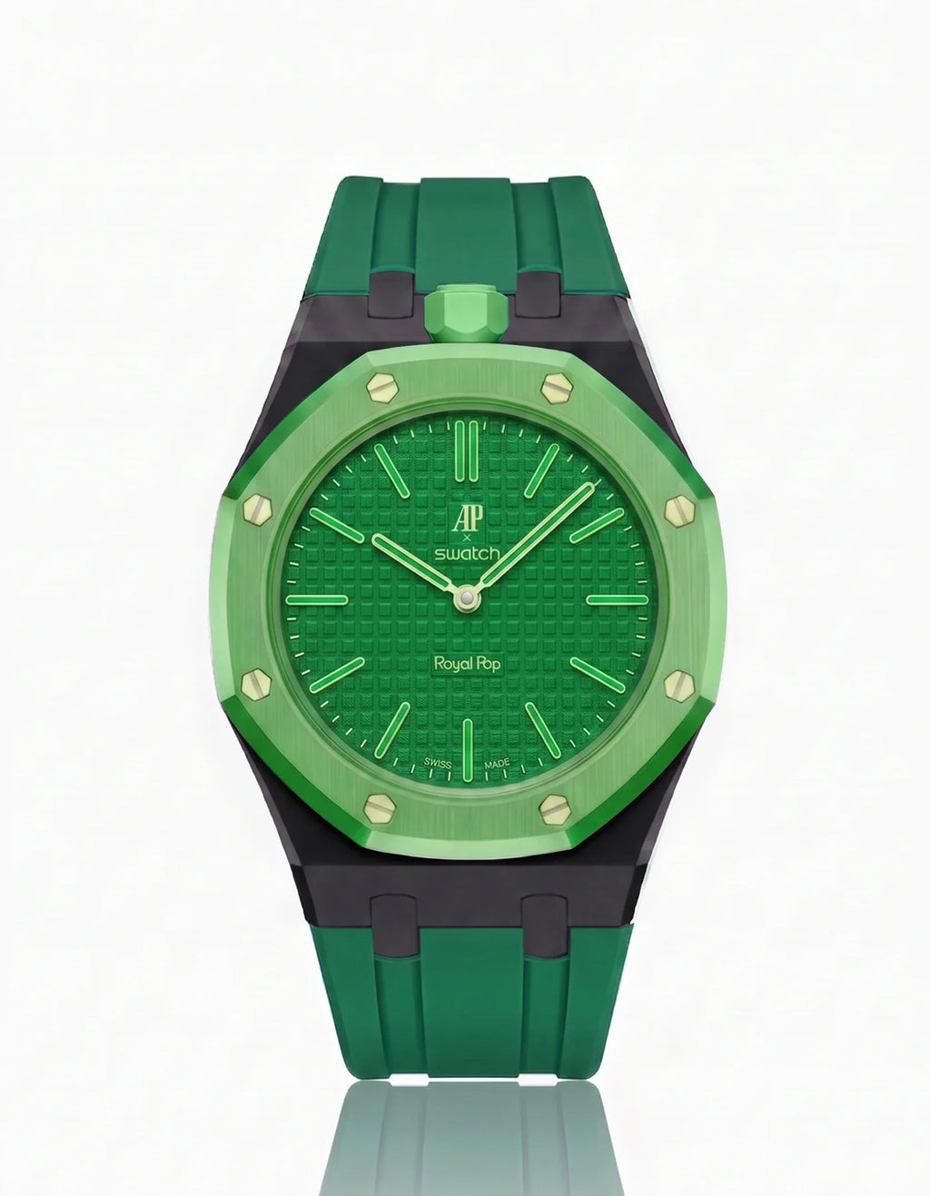 Rubber Strap & Case For AP x Swatch Royal Pop Green Eight
