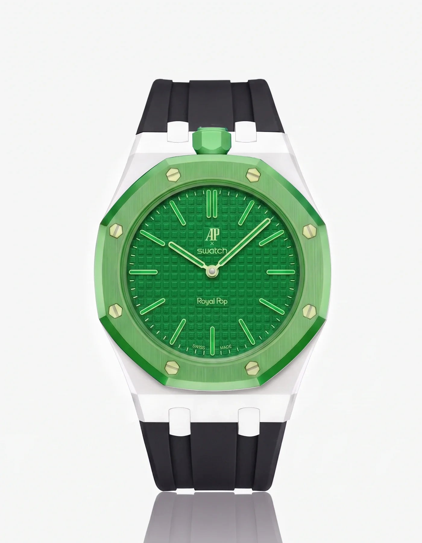 Rubber Strap & Case For AP x Swatch Royal Pop Green Eight