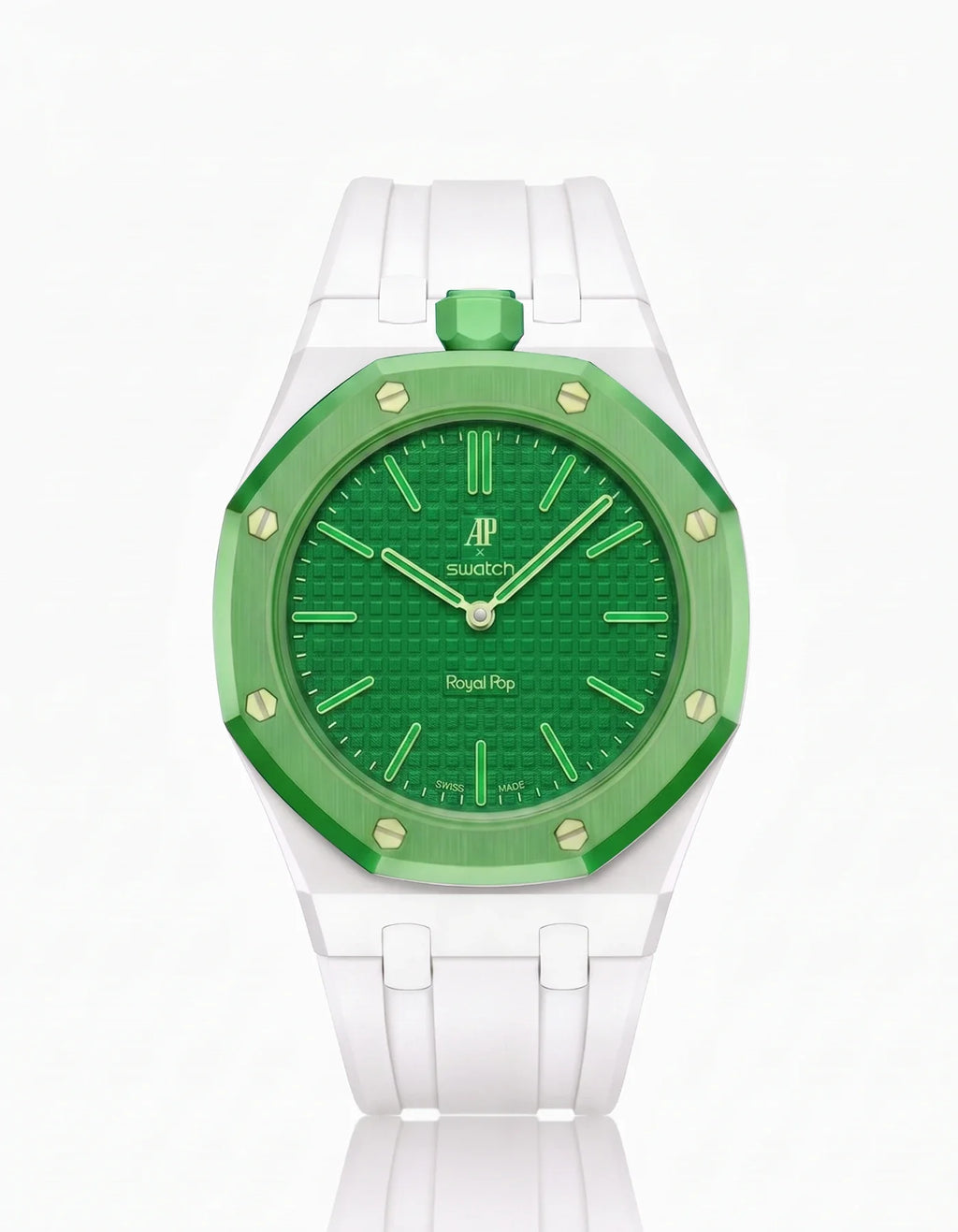 Rubber Strap & Case For AP x Swatch Royal Pop Green Eight