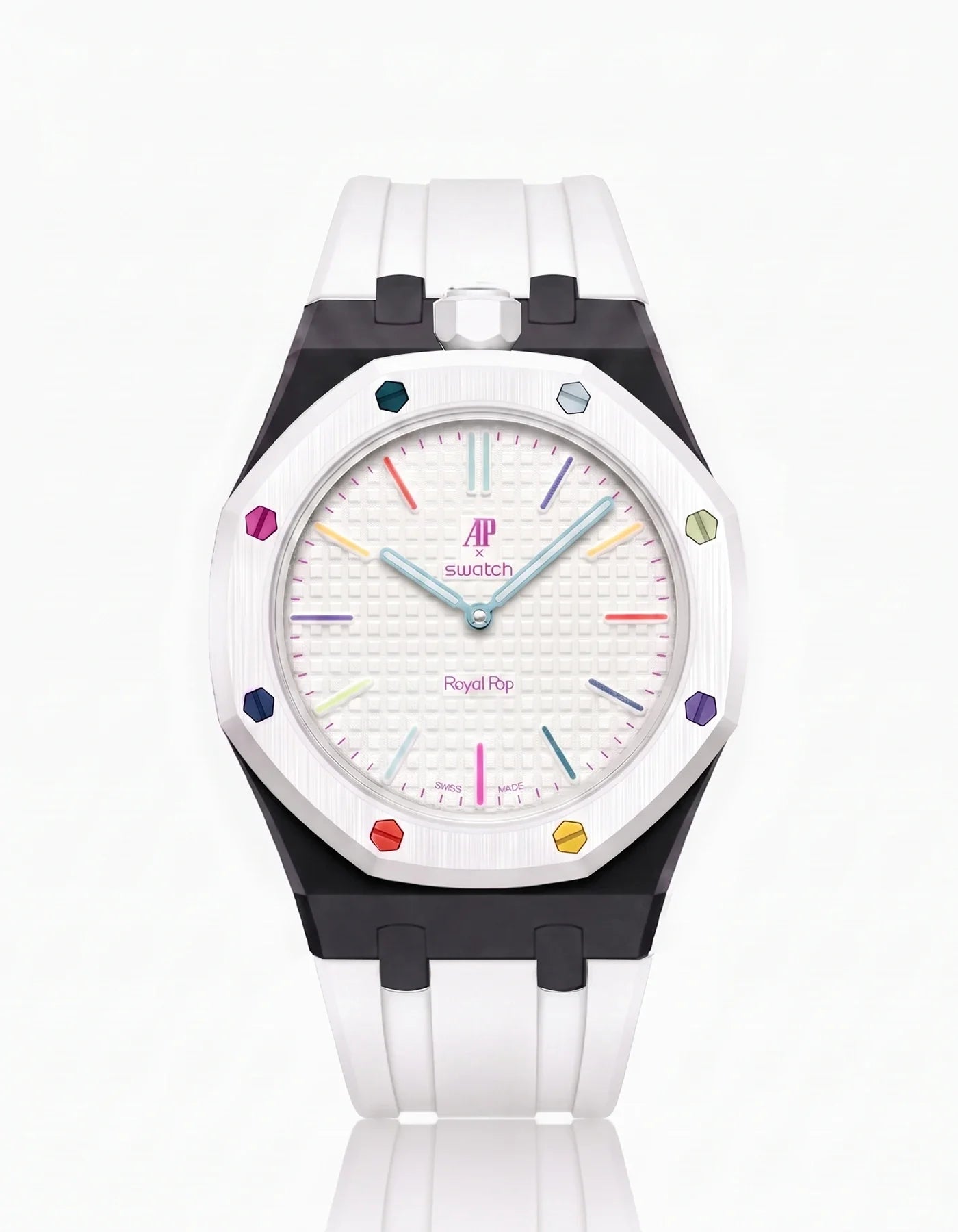 Rubber Strap & Case For AP x Swatch Royal Pop Huit Blanc