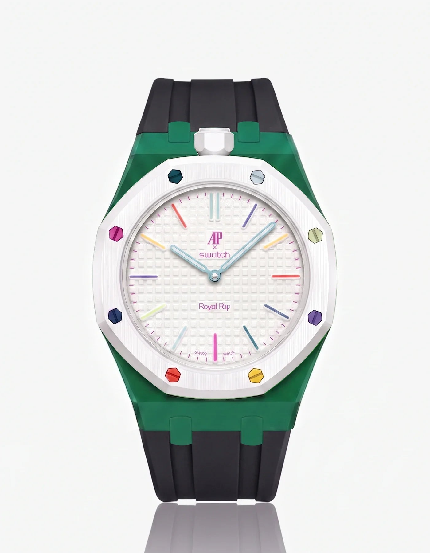 Rubber Strap & Case For AP x Swatch Royal Pop Huit Blanc