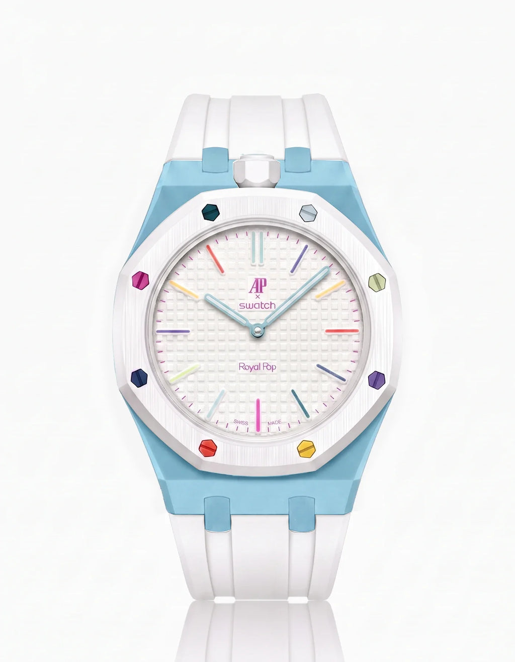 Rubber Strap & Case For AP x Swatch Royal Pop Huit Blanc
