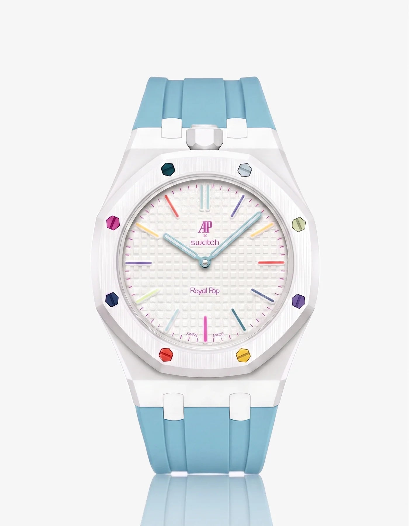 Rubber Strap & Case For AP x Swatch Royal Pop Huit Blanc