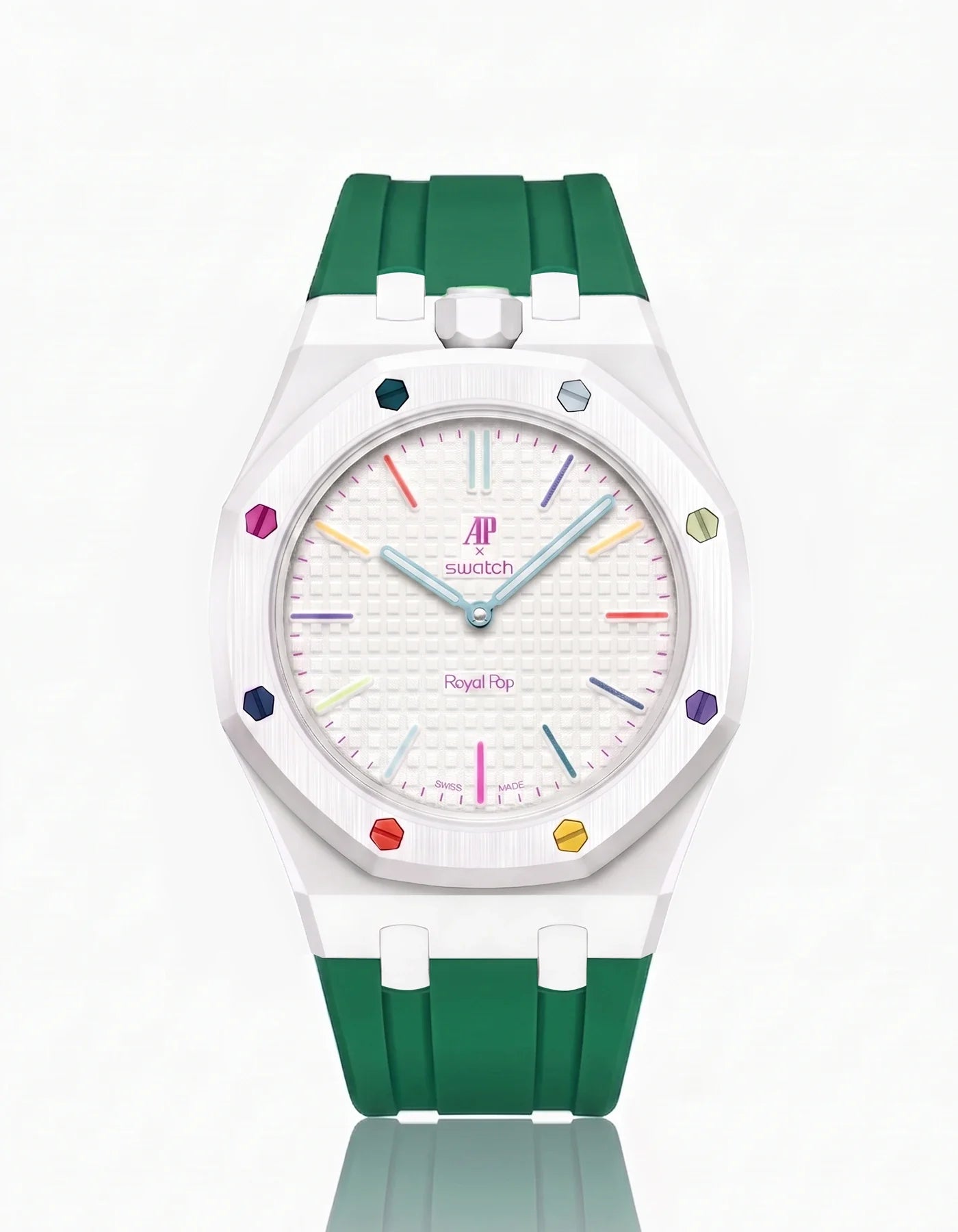 Rubber Strap & Case For AP x Swatch Royal Pop Huit Blanc