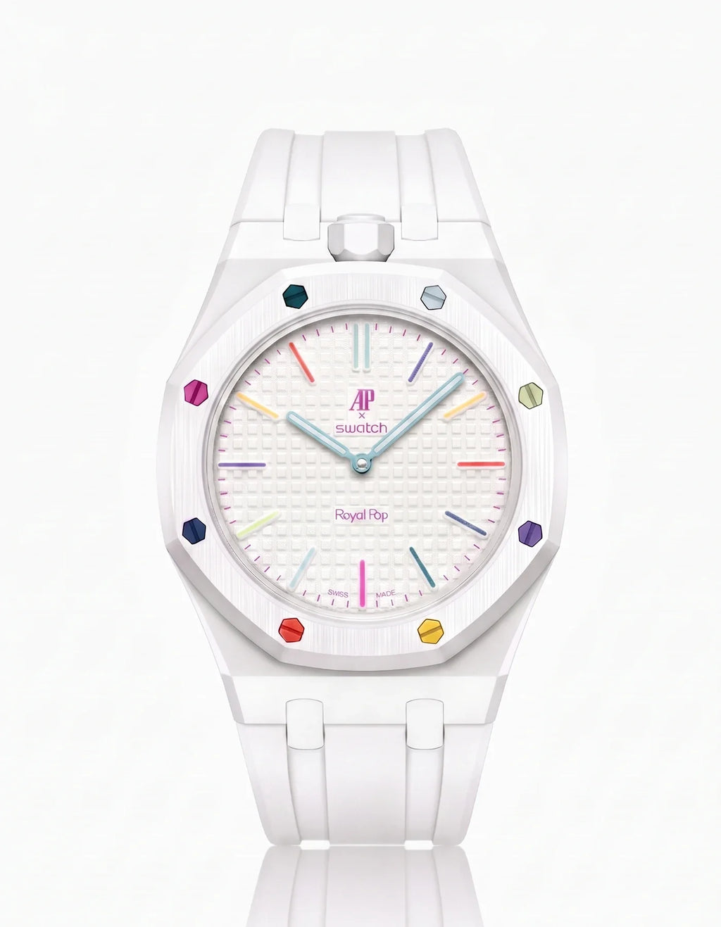 Rubber Strap & Case For AP x Swatch Royal Pop Huit Blanc