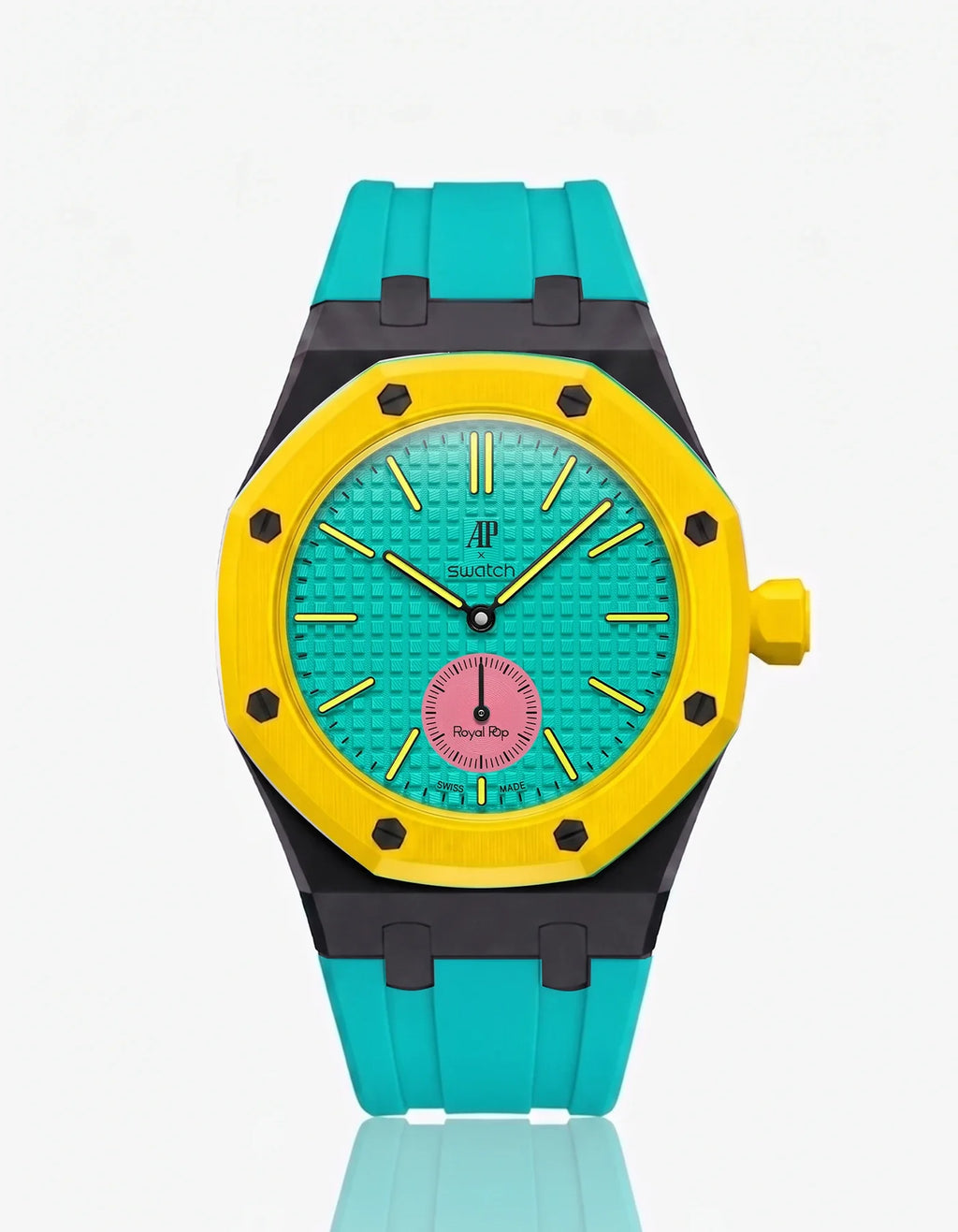 Rubber Strap & Case For AP x Swatch Royal Pop Otg Roz