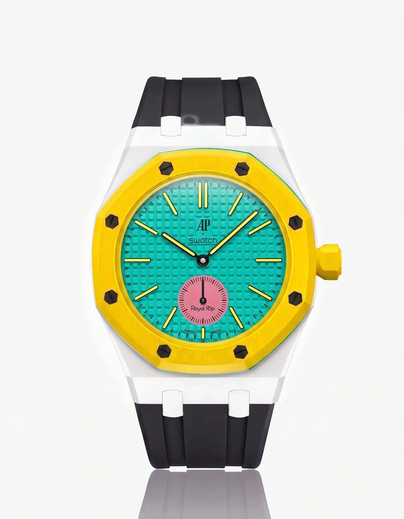 Rubber Strap & Case For AP x Swatch Royal Pop Otg Roz