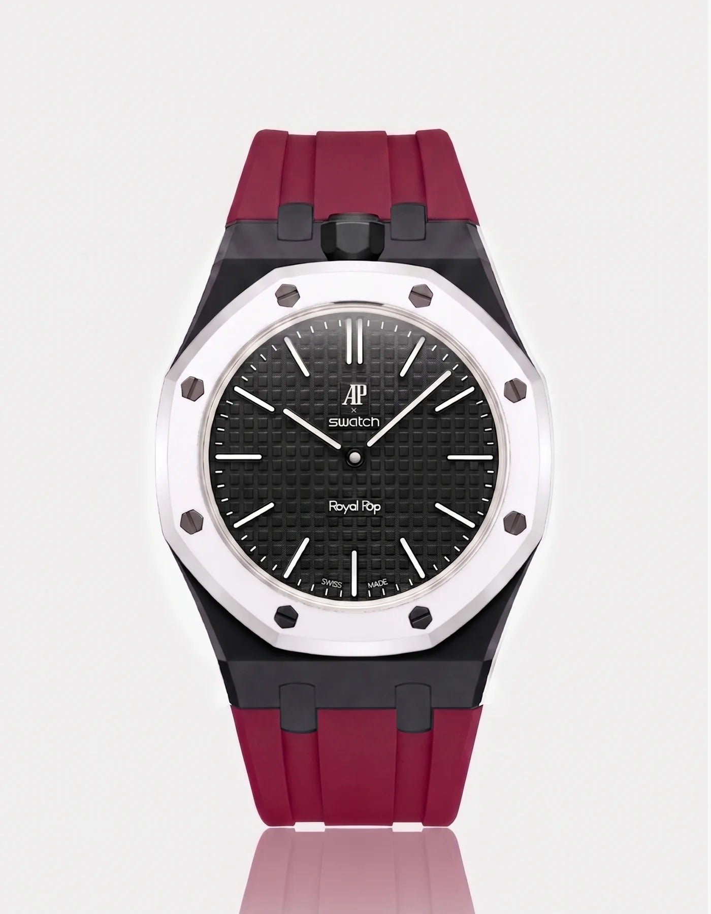 Rubber Strap & Case For AP x Swatch Royal Pop Ocho Negro