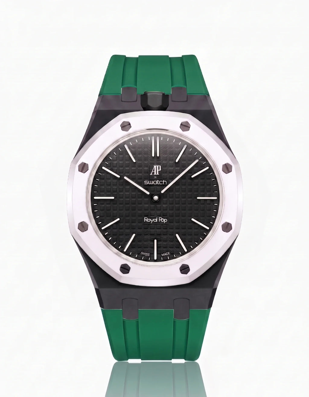 Rubber Strap & Case For AP x Swatch Royal Pop Ocho Negro