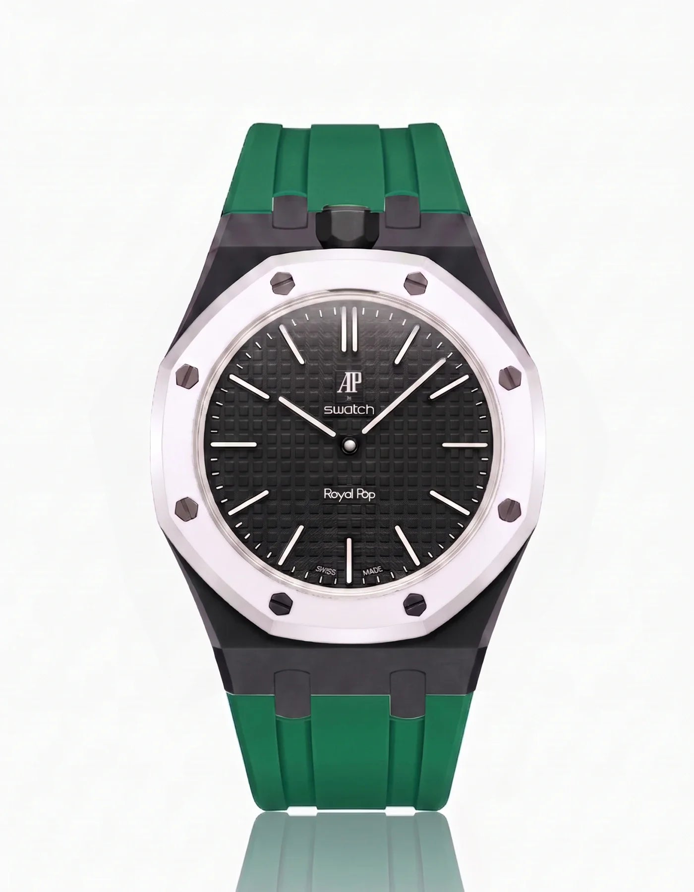 Rubber Strap & Case For AP x Swatch Royal Pop Ocho Negro
