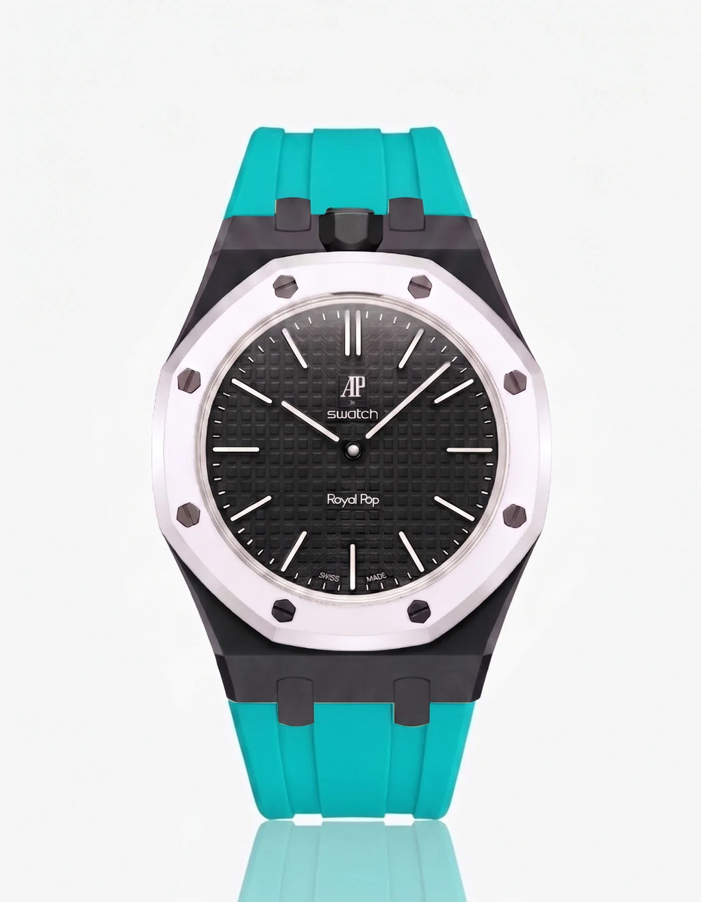 Rubber Strap & Case For AP x Swatch Royal Pop Ocho Negro