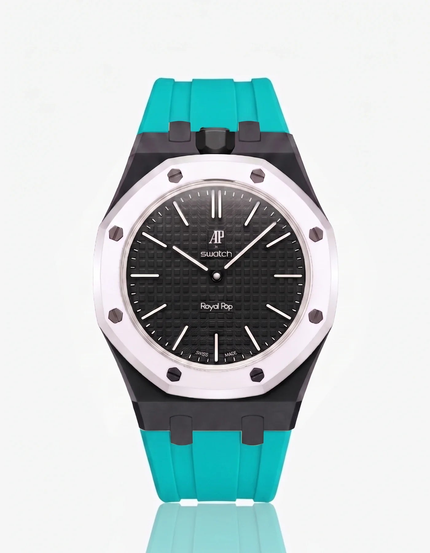 Rubber Strap & Case For AP x Swatch Royal Pop Ocho Negro