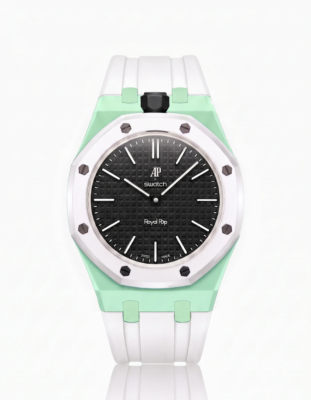 Rubber Strap & Case For AP x Swatch Royal Pop Ocho Negro