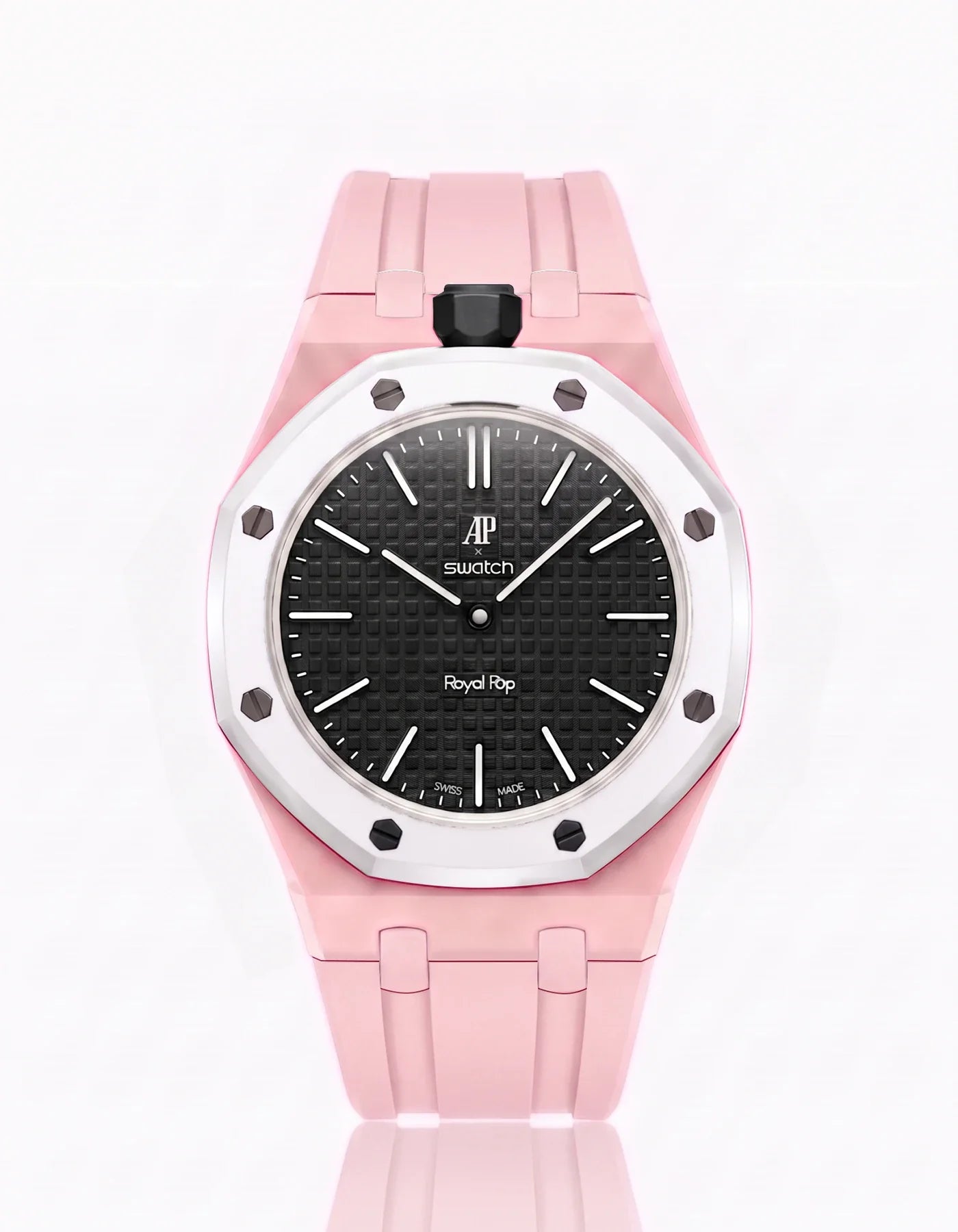 Rubber Strap & Case For AP x Swatch Royal Pop Ocho Negro