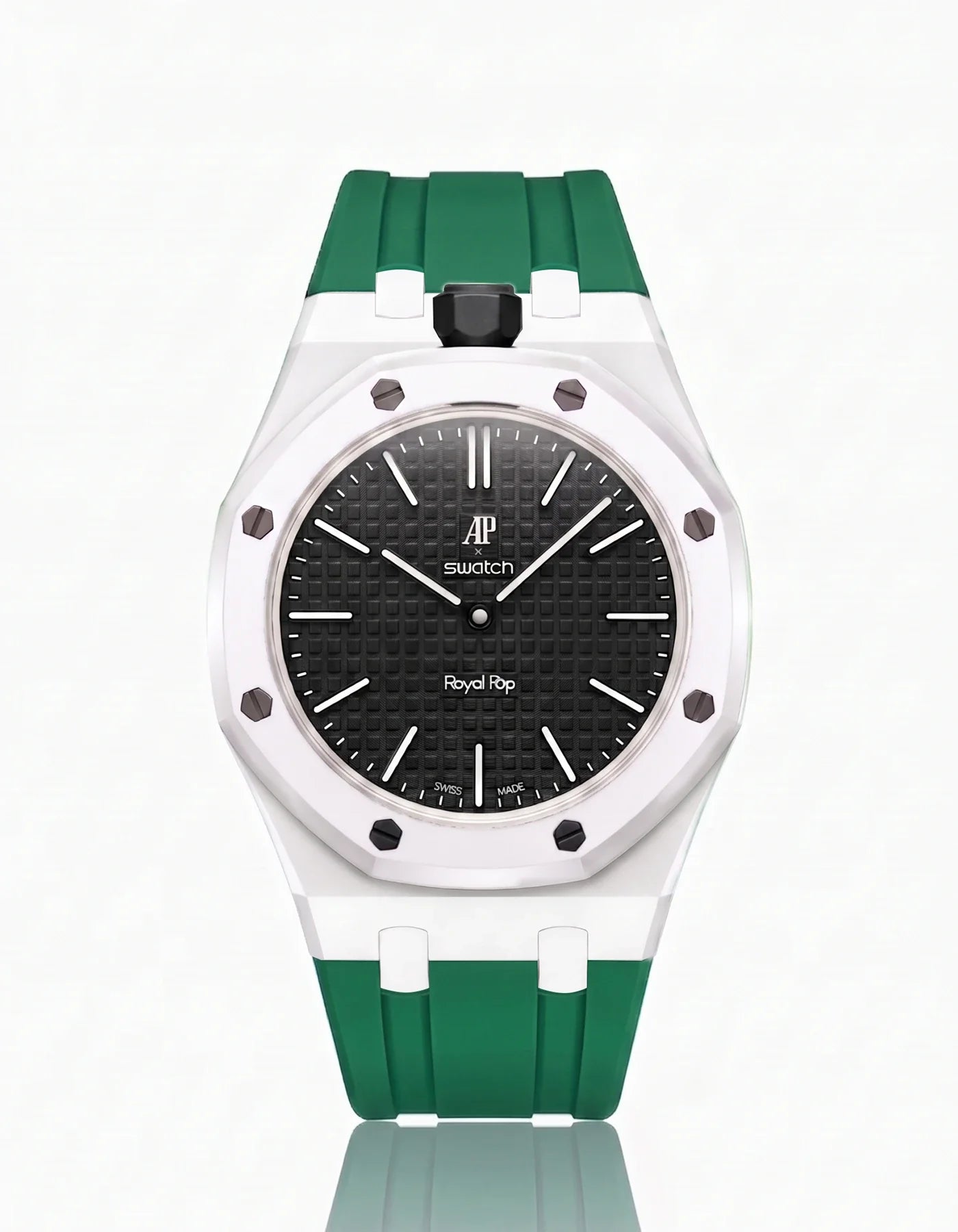 Rubber Strap & Case For AP x Swatch Royal Pop Ocho Negro