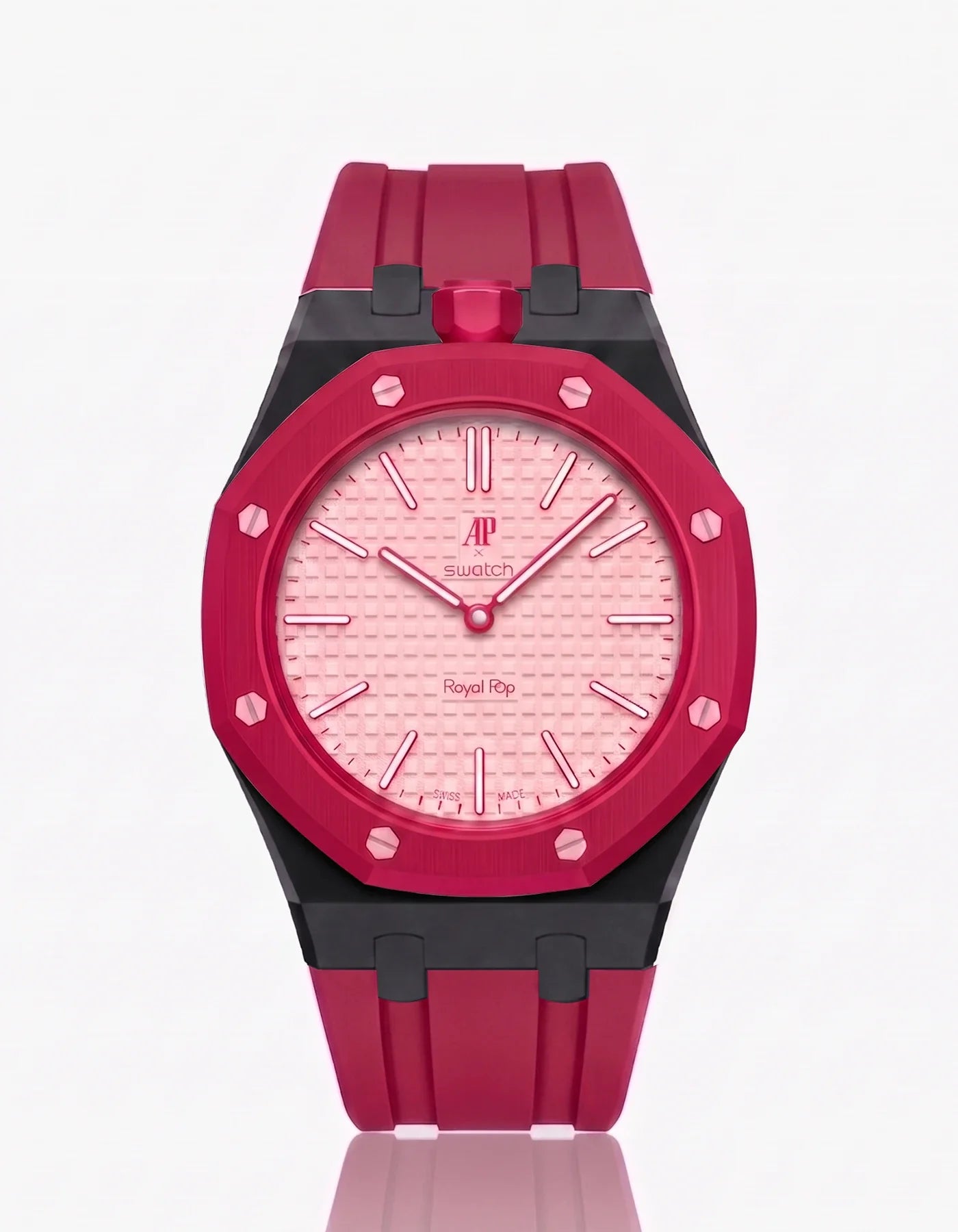 Rubber Strap & Case For AP x Swatch Royal Pop Otto Rosso